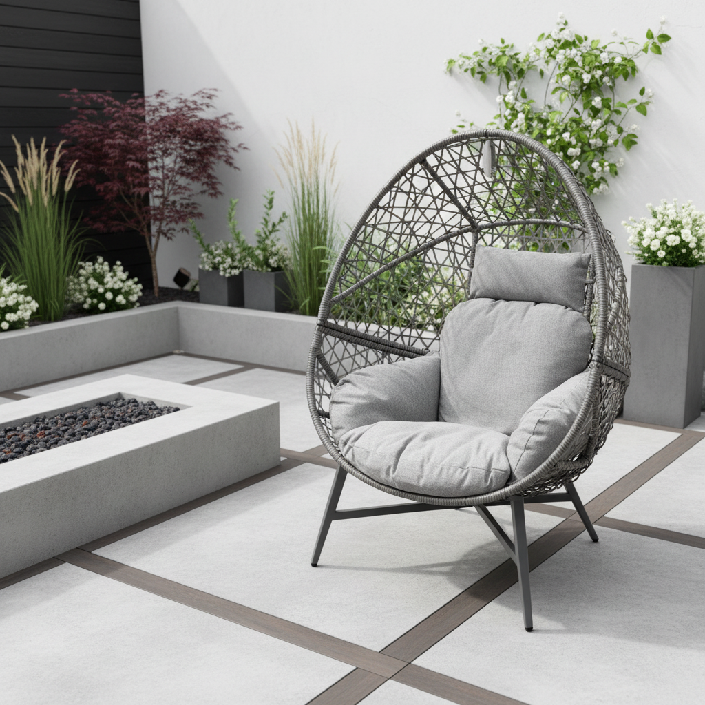 Leisure Grow - Monte Carlo Stone Grey Cocoon Standing Egg Chair