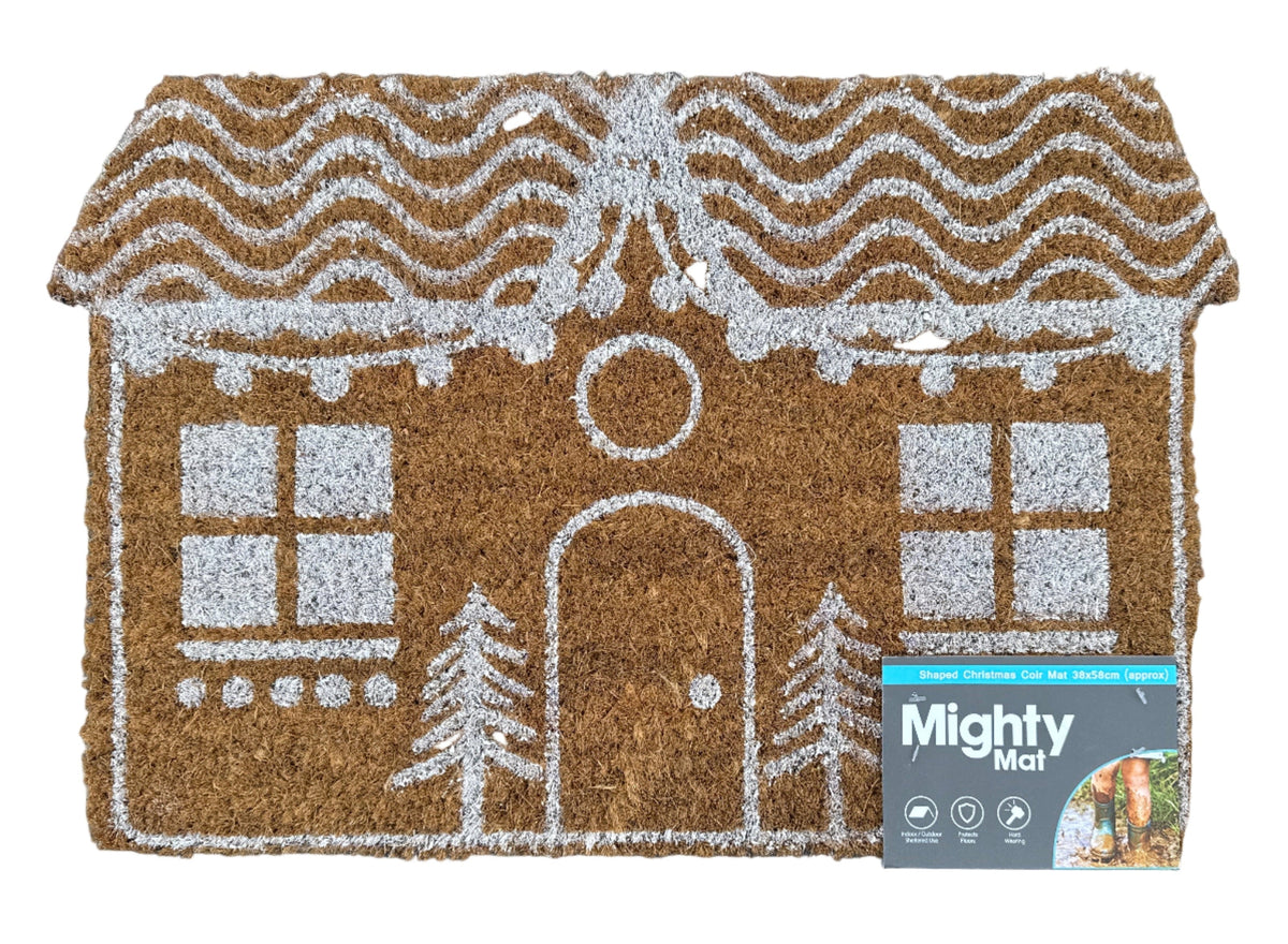 Mighty Mat Gingerbread House Shaped Christmas Coir Mat - 38x58cm ...