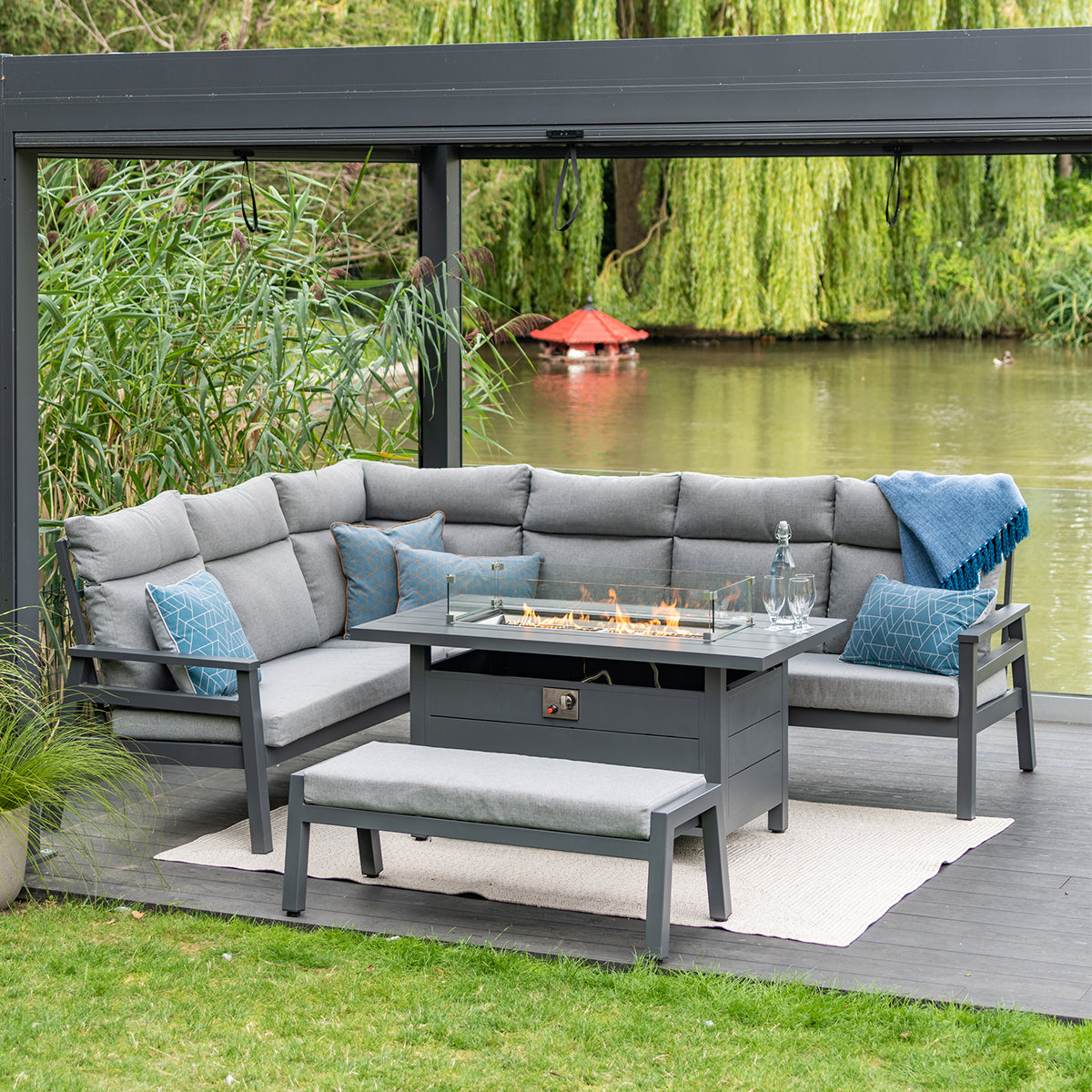 Leisure Grow - Barcelona Aluminium Corner Modular Dining Set with Gas ...