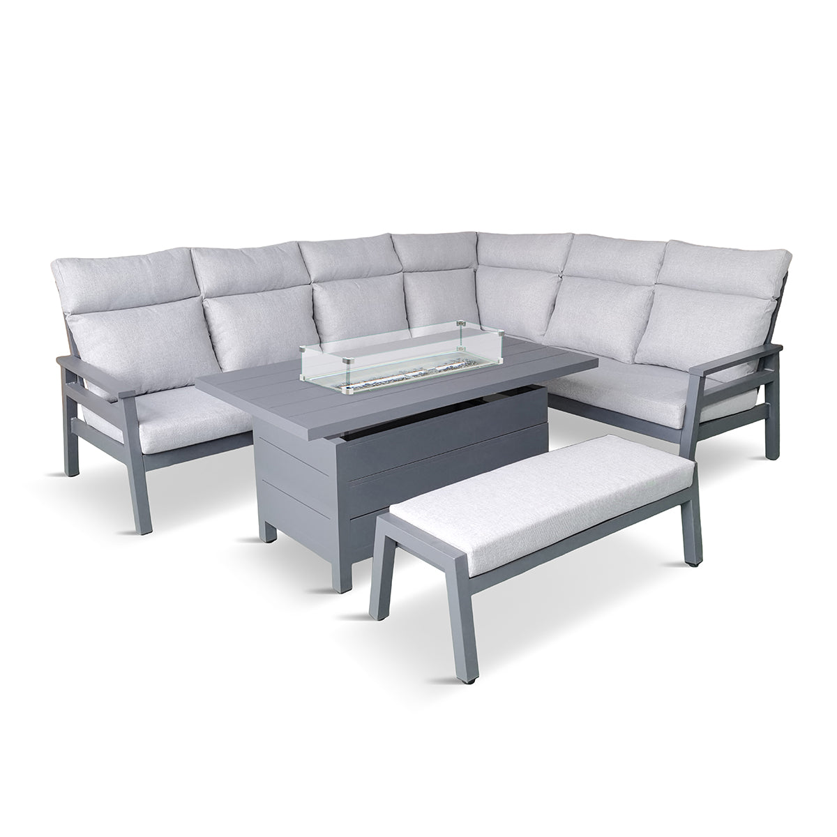 Leisure Grow - Barcelona Aluminium Corner Modular Dining Set with Gas ...