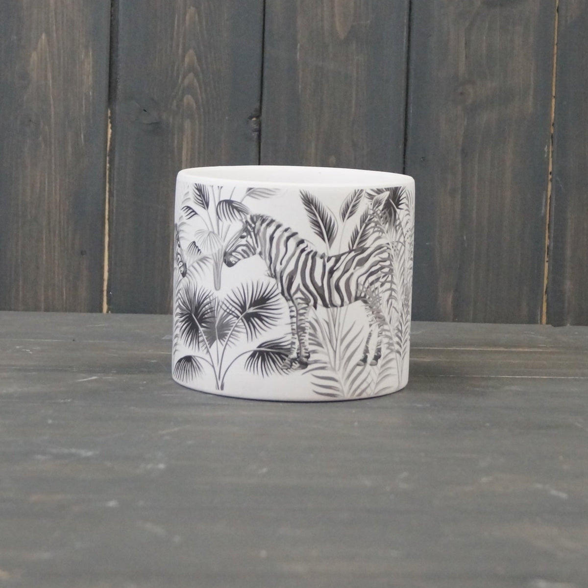 Zebra Print with Tropical Leaves House Plant Pot - 13.8cm