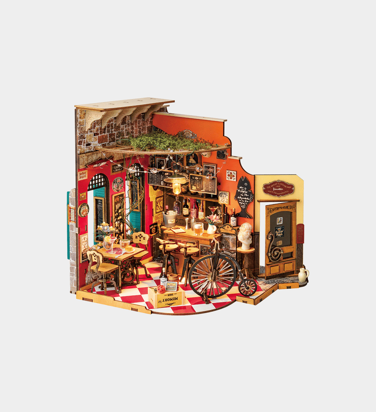 Rolife Cheers Bar & Dining DIY Wooden Model Kit with LED Light