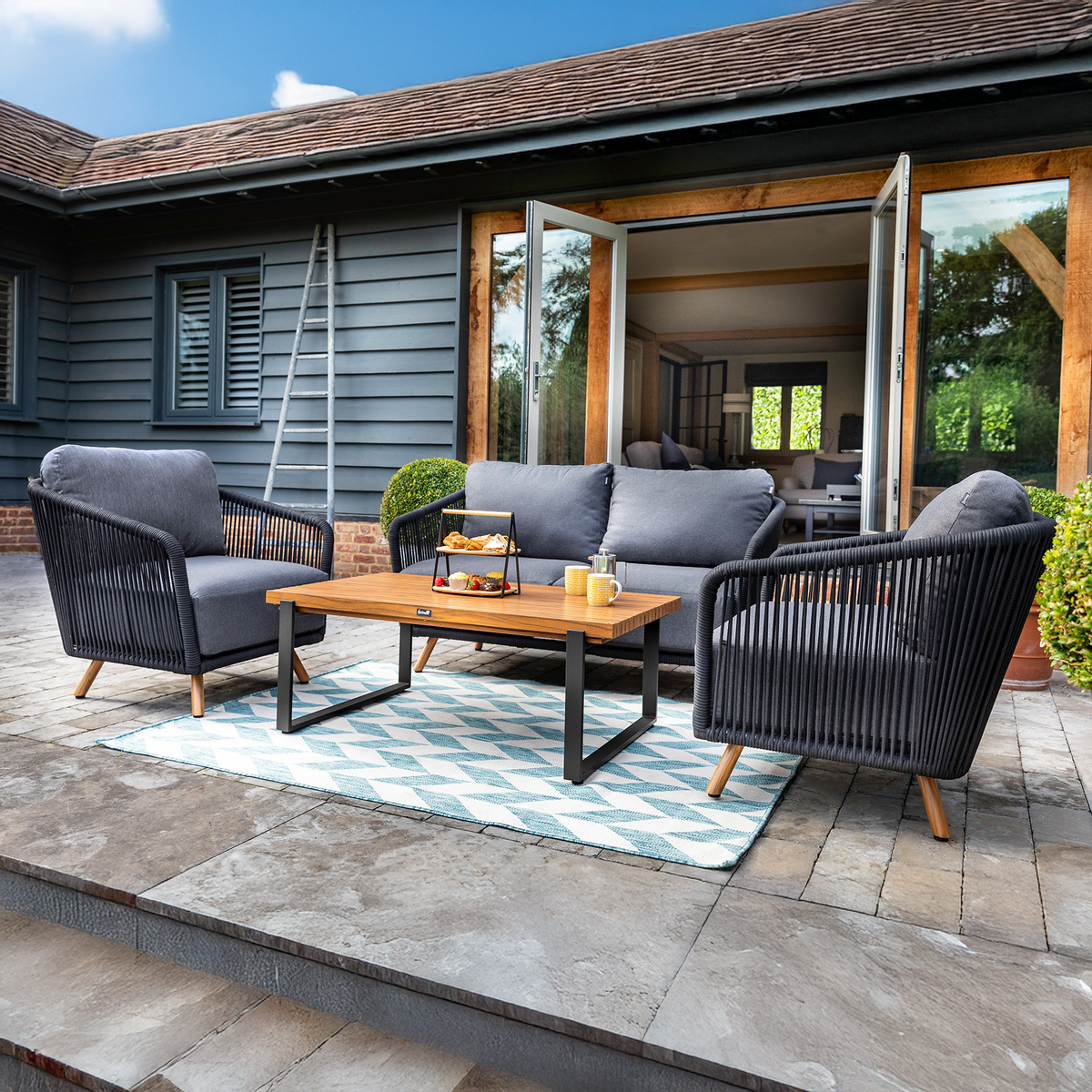 Hartman - Eden 2 Seat Lounge Garden Furniture Set in Carbon & Raven Rope