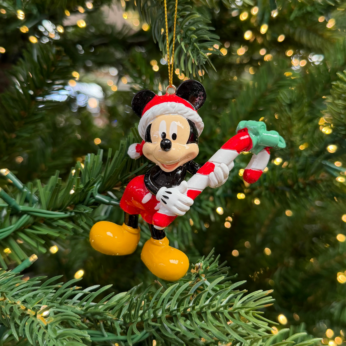 Disney Mickey Mouse with Candy Cane Christmas Bauble