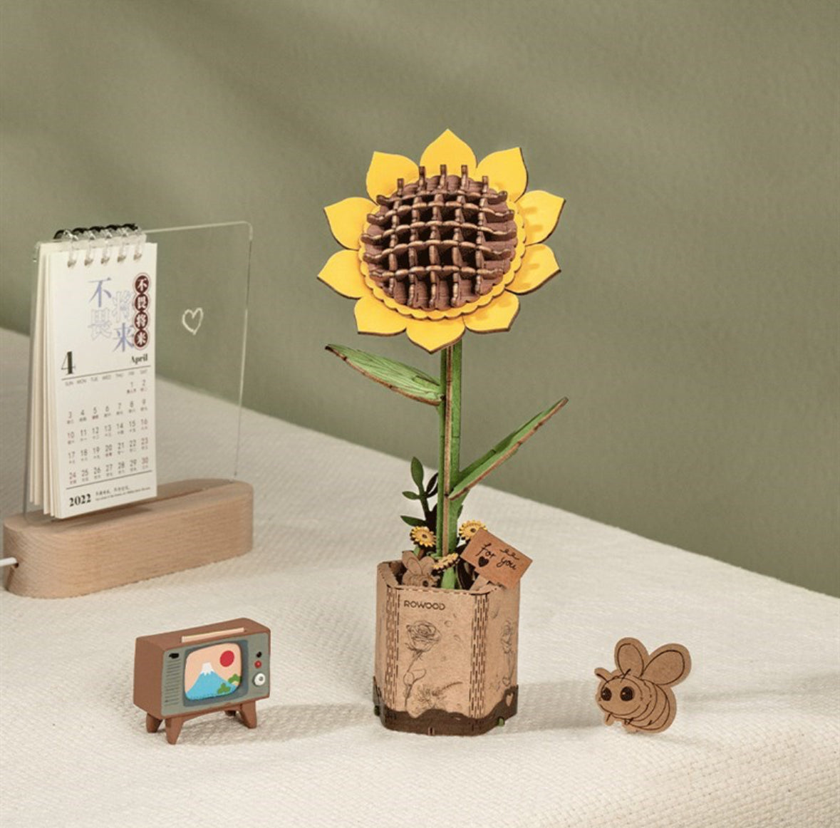 Rowood Robotime Sunflower Bloom DIY Craft Wooden Model Kit