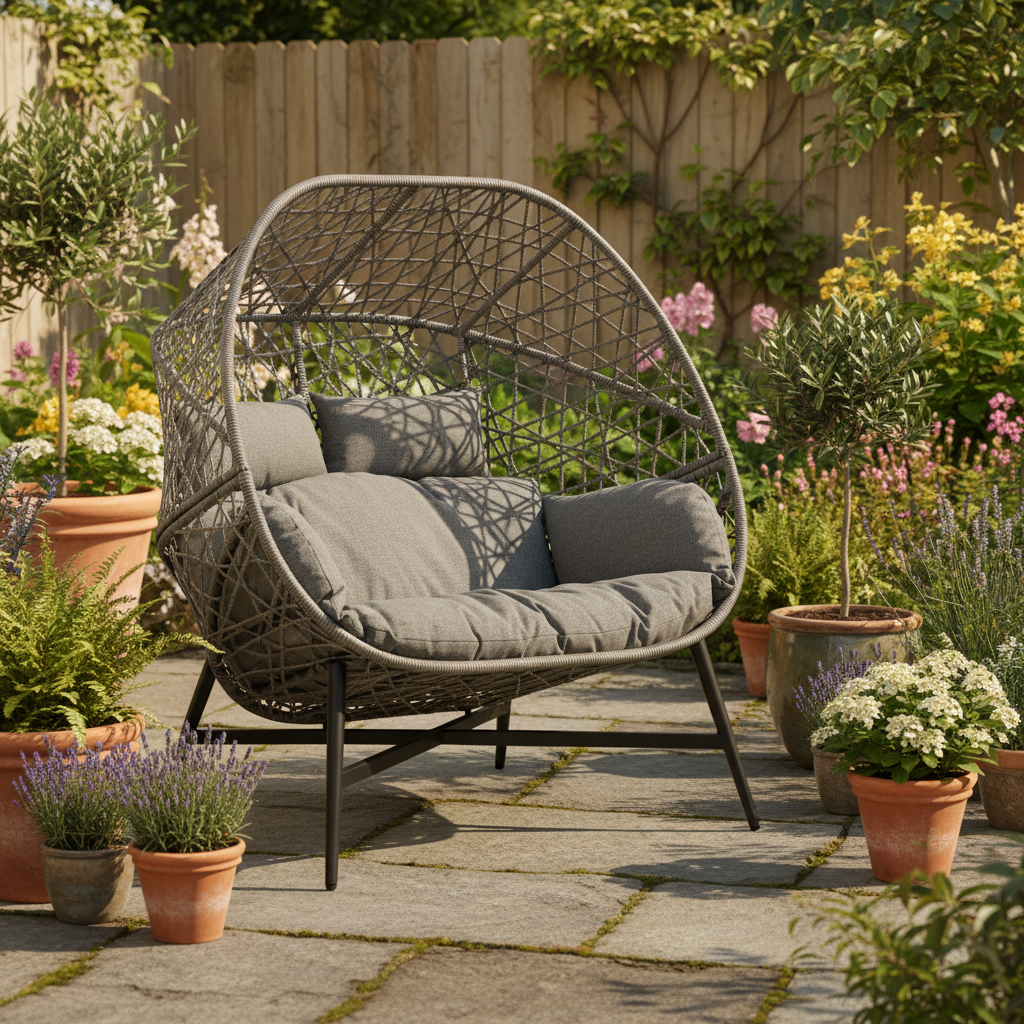 Leisure Grow - St Tropez Stone Grey Double Cocoon Standing Egg Chair
