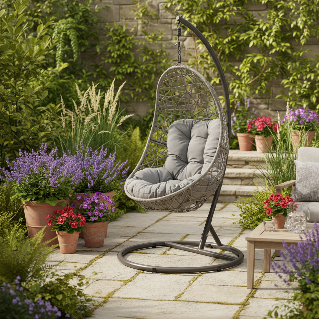 Leisure Grow - Monte Carlo Stone Grey Hanging Egg Chair