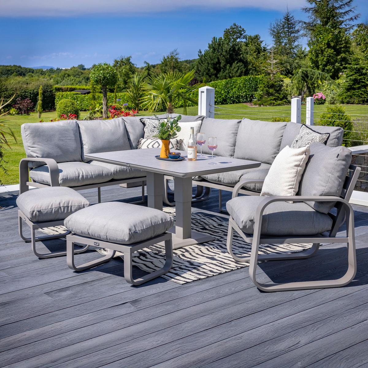 Hartman - Halo Large Rectangular Casual Dining Set with Height Adjustable Table & Cloud Cushions