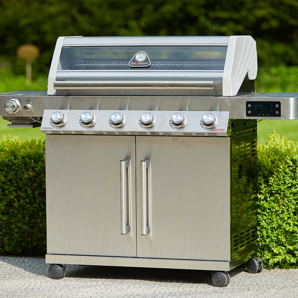 Grillstream Gourmet 6 Burner Barbecue Gas Powered Hybrid with Side Burner & Steak Shelf