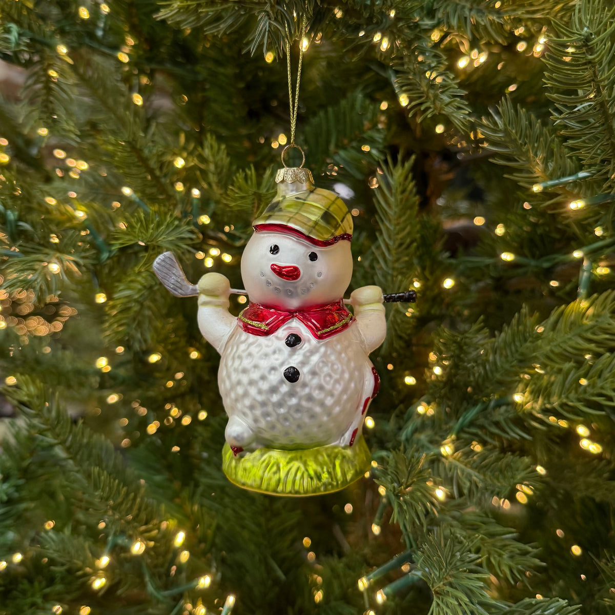 Kurt S. Alder 5"Glass Golf Ball Snowman Christmas Bauble