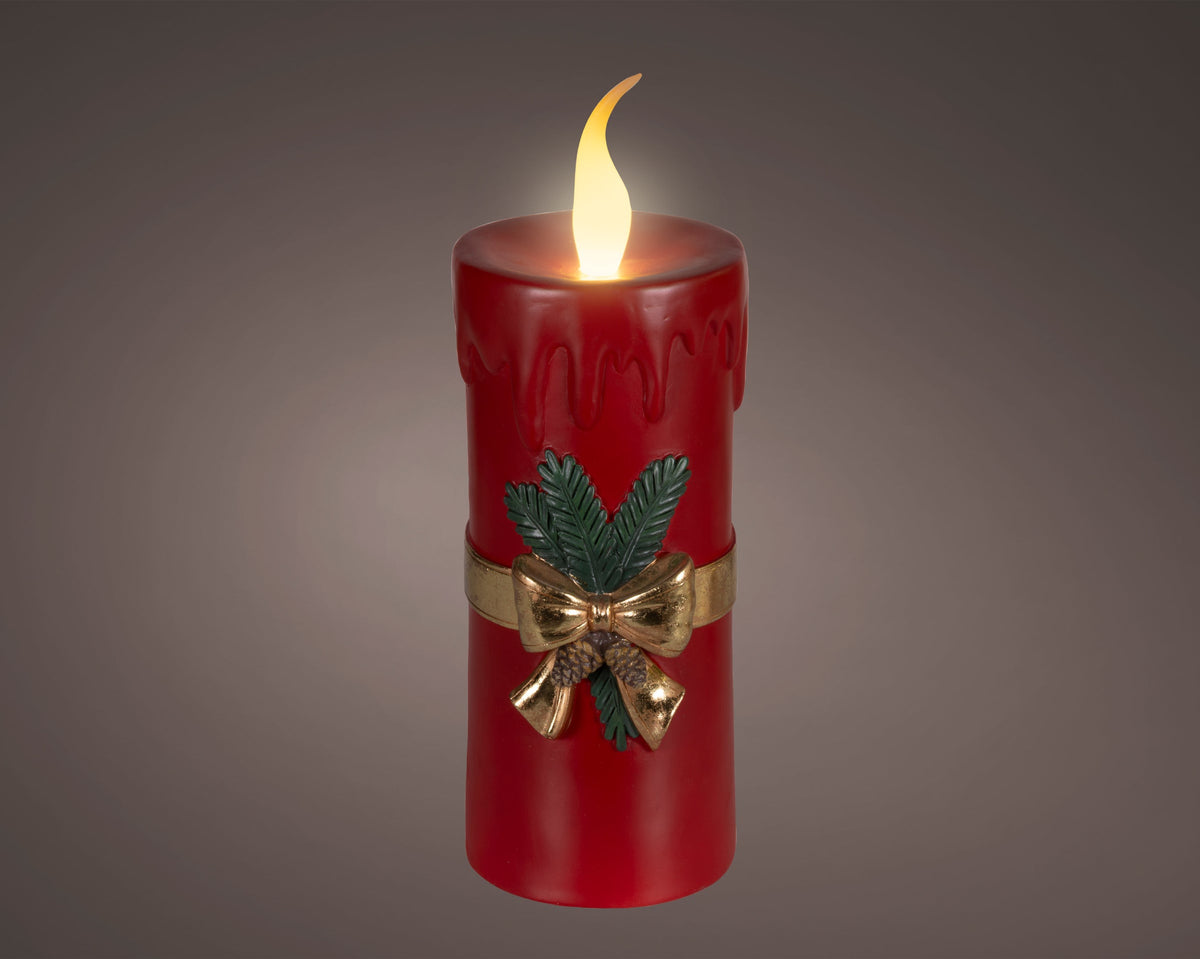 Lumineo X-Large Red Candle with Gold Bow