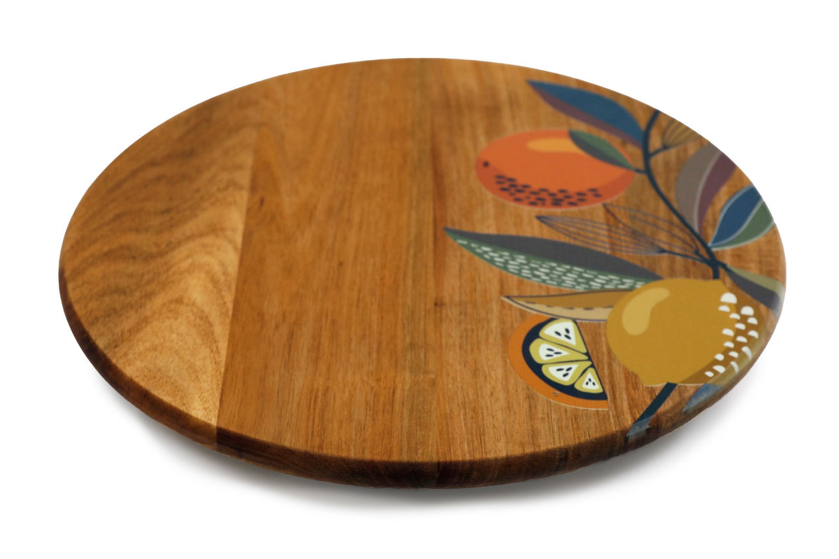 Citrus Leaf Printed Wooden Lazy Susan 35cm