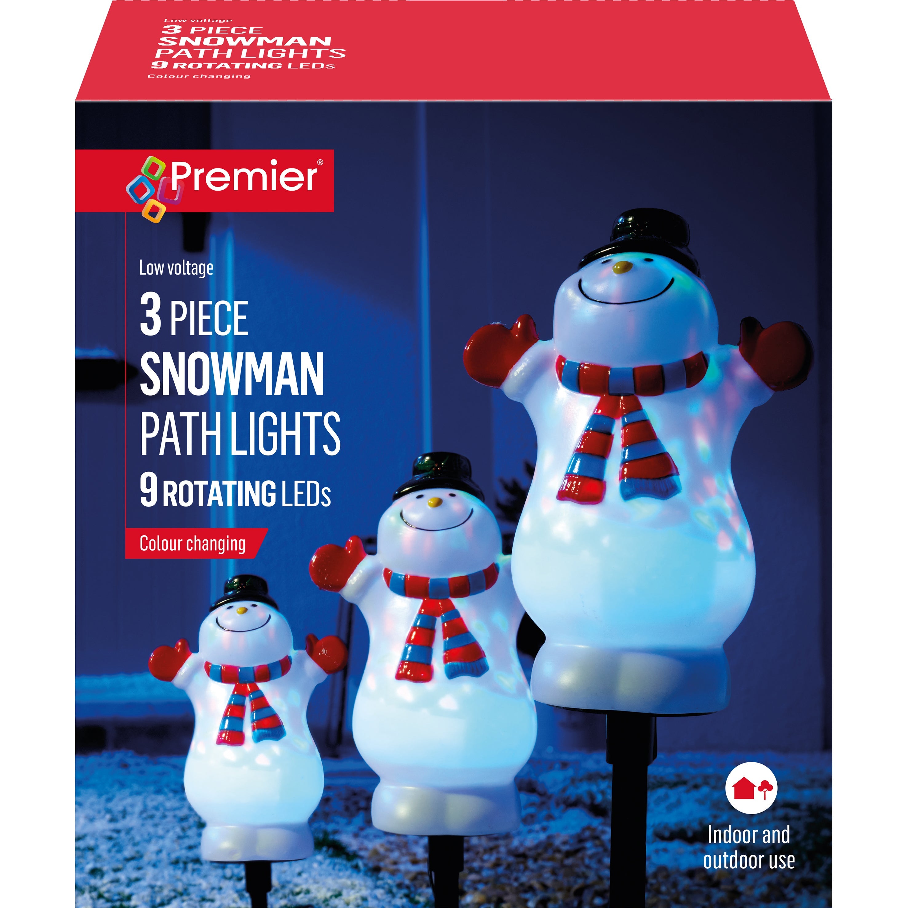 Snowman Path Lights with Rotating LEDs 48cm - Set of 3 – Southwood
