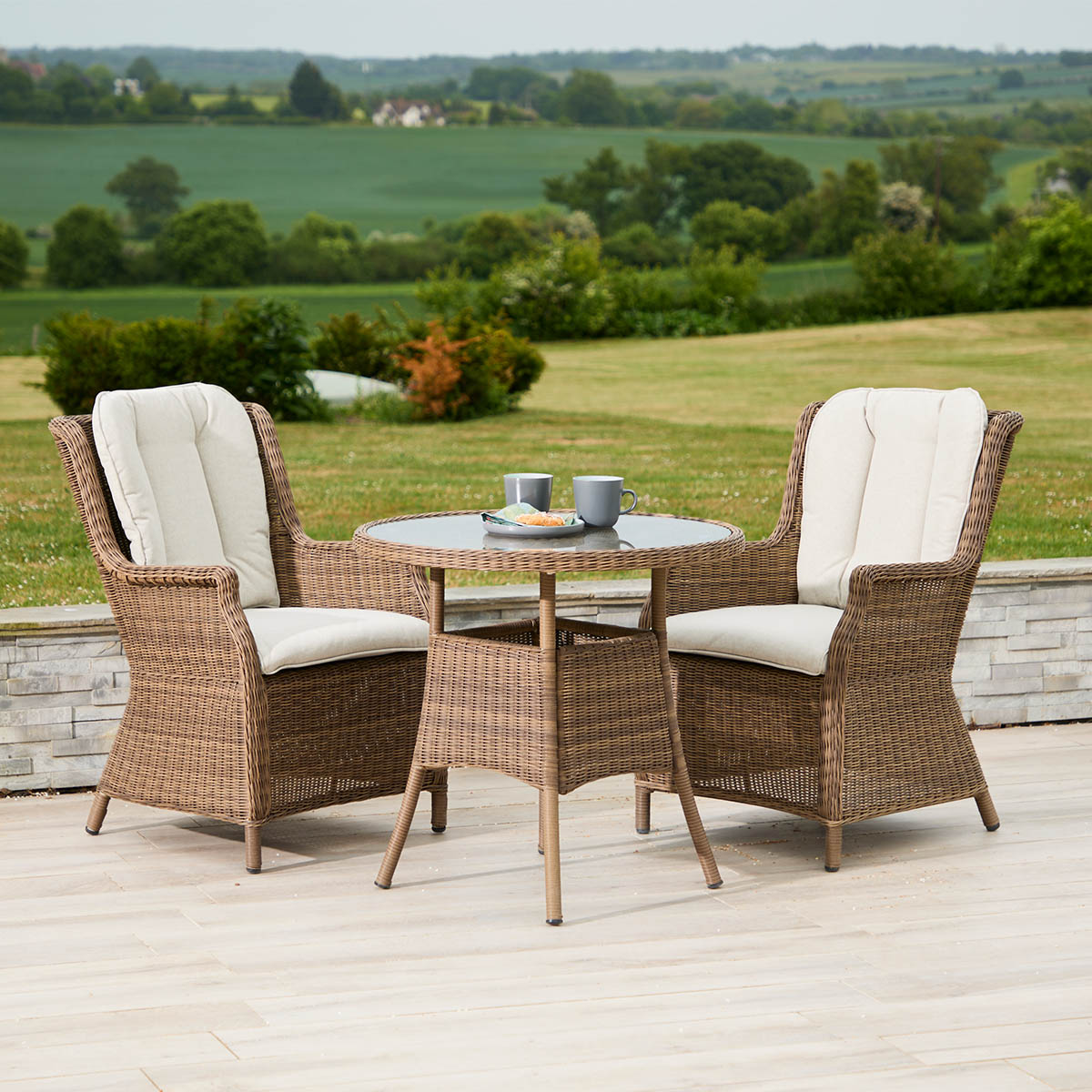 Leisure Grow - Montpellier 2 Seat Bistro Set High-back with 80cm Round Table
