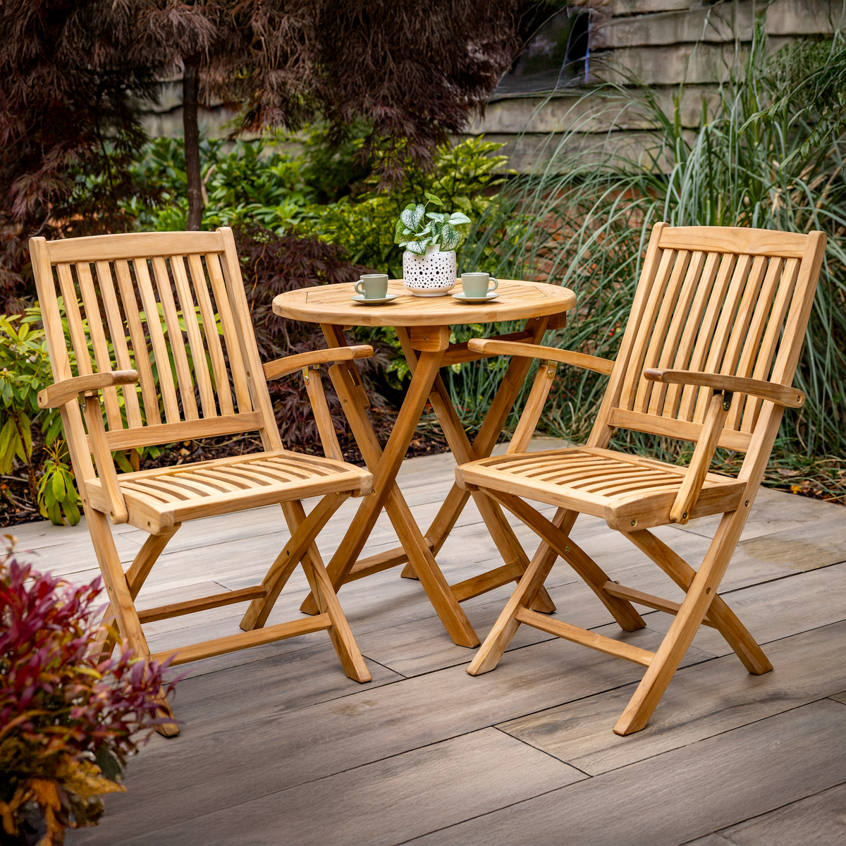 Hartman - Teak Malton Folding Wooden Bistro Set