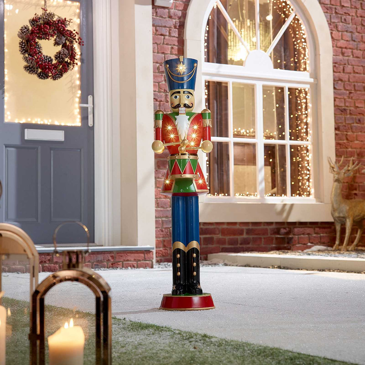 Norbert The 3ft Red Large Light Up LED Christmas Nutcracker with Drum