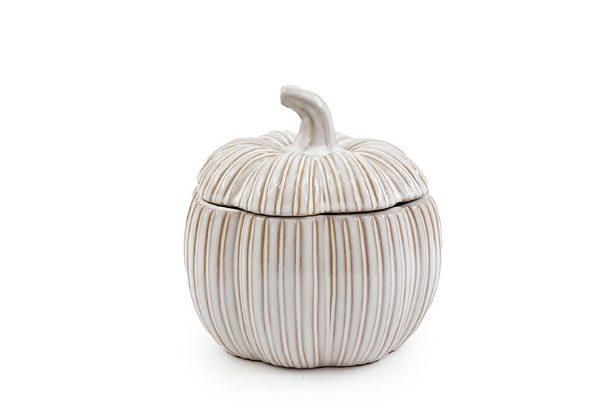 Grey Ceramic Pumpkin Storage Pot with Lid