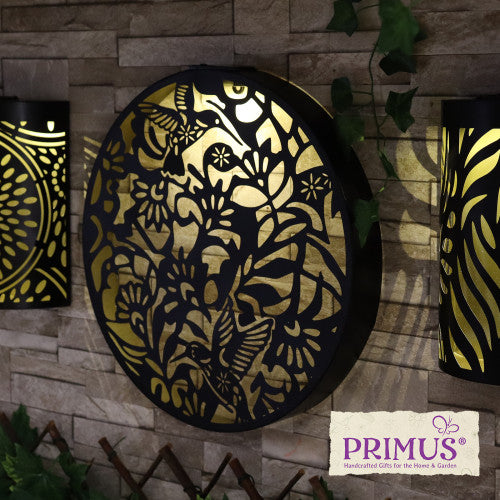 Metal Hummingbird Circular Solar Wall Panel