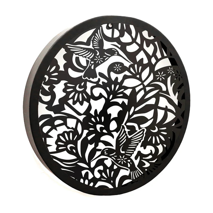 Round Metal Hummingbird Solar Wall Panel