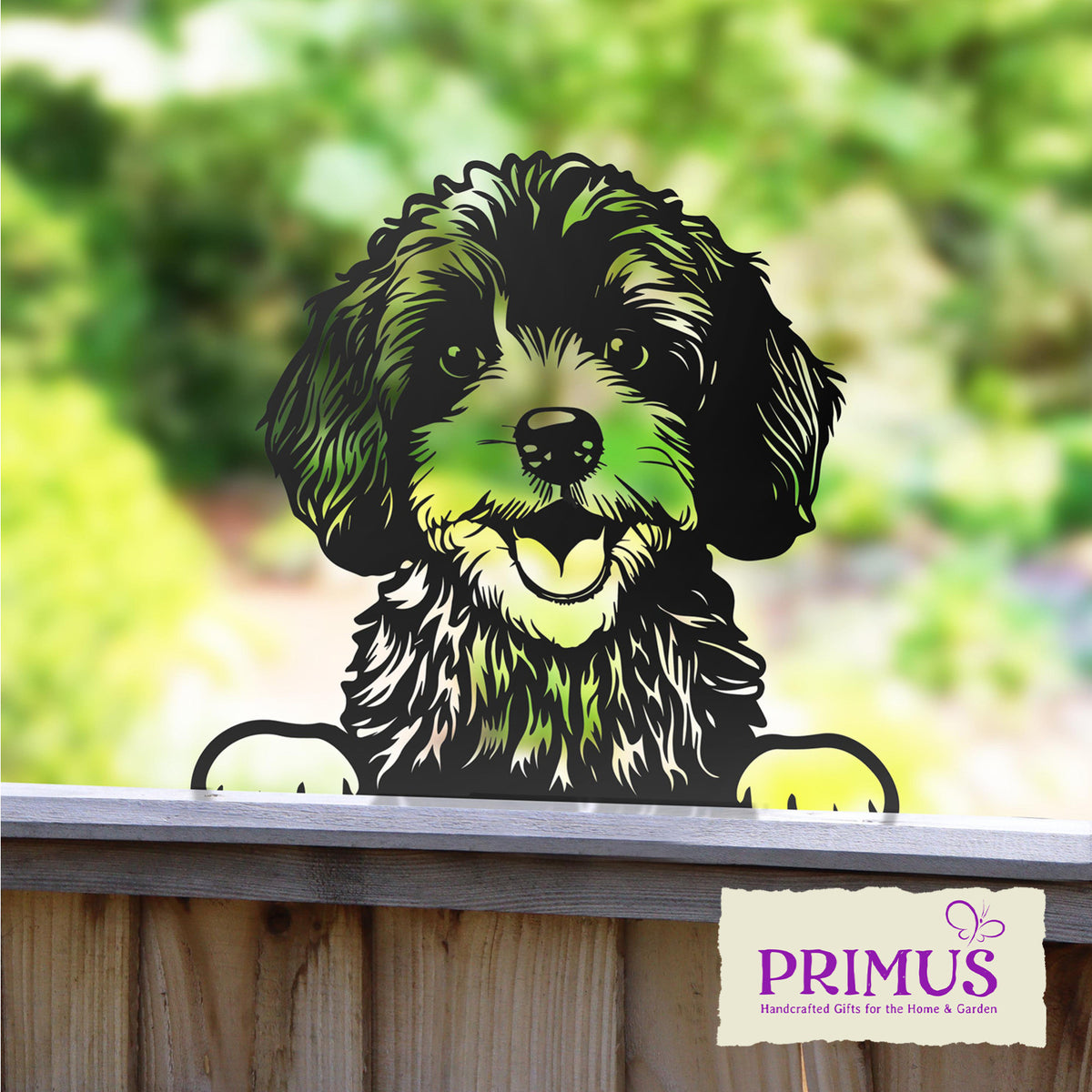 Metal Cockapoo Peeking Dog Silhouette