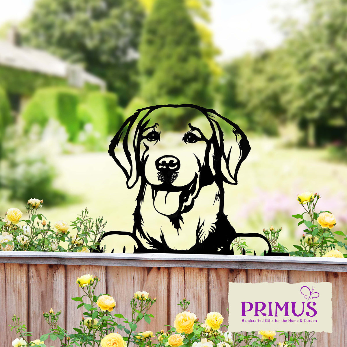 Metal Labrador Retriever Peeking Dog Silhouette