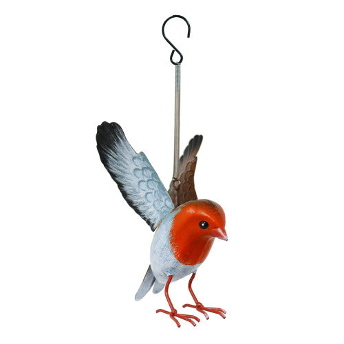 Small Metal Hanging Robin Garden Ornament
