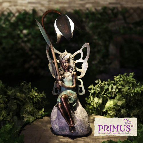 Sitting Resin Fairy Solar Petal Light Garden Ornament