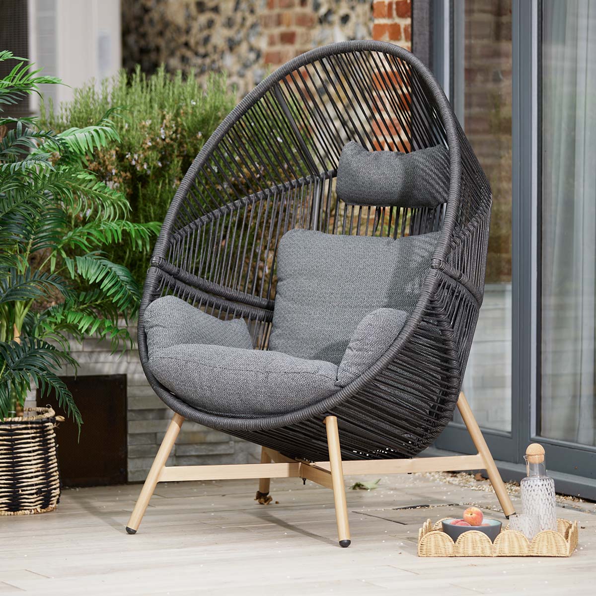 Leisure Grow - Peru Cocoon Standing Egg Chair in Grey Rope Weave