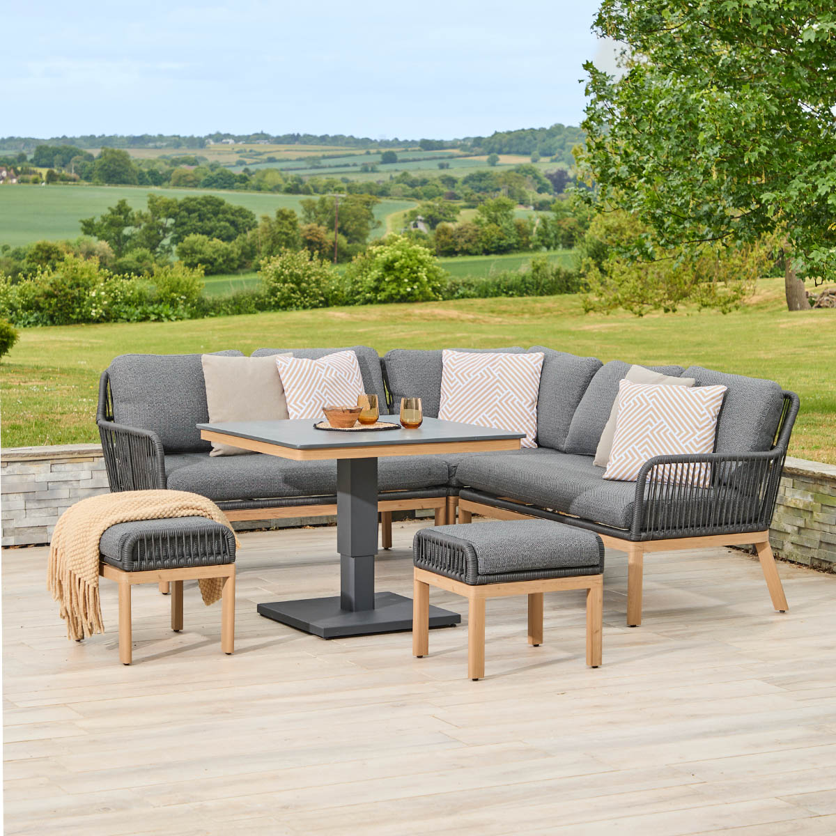 Leisure Grow - Peru Compact Modular Corner Dining Set with Adjustable Height Table