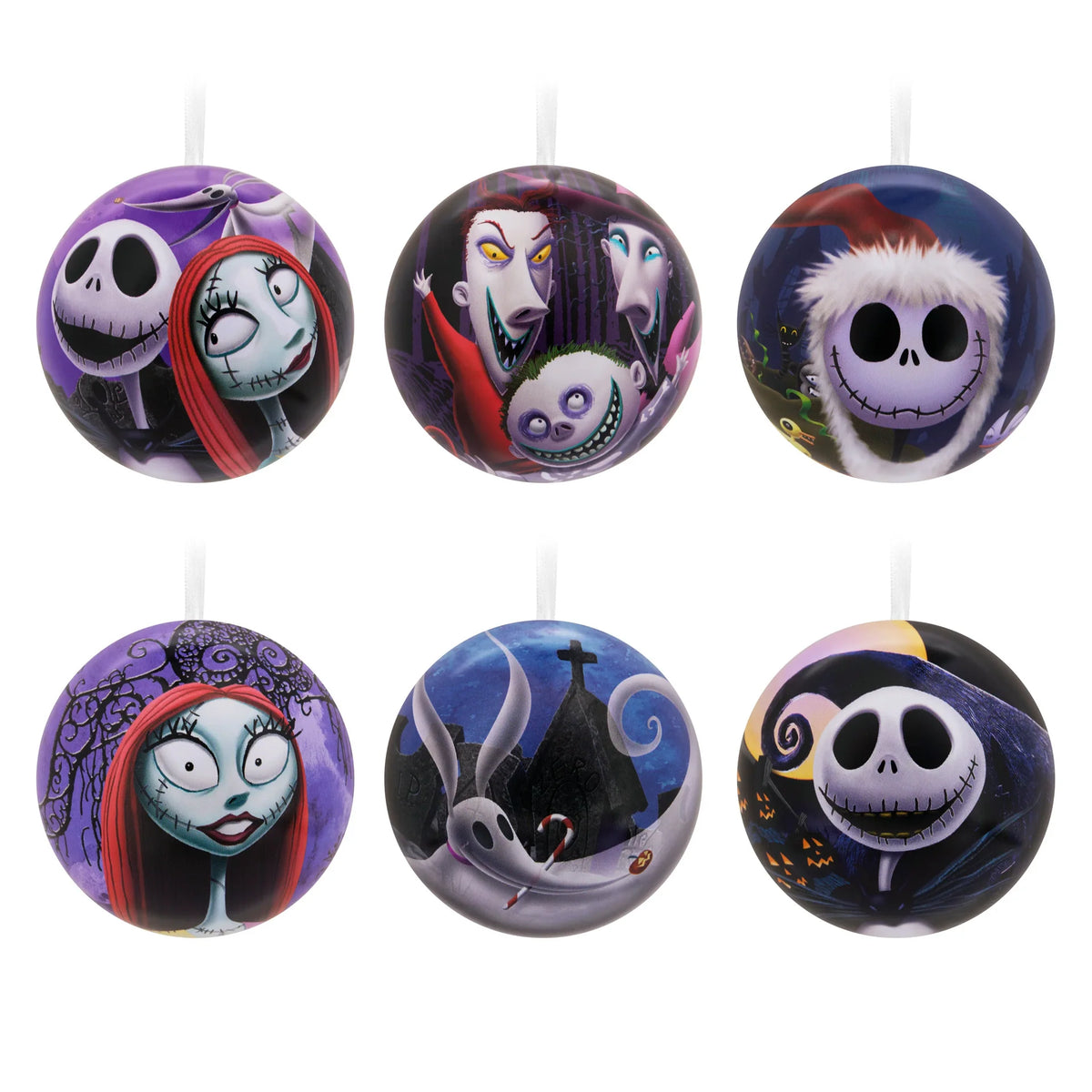 Disney The Nightmare Before Christmas Tin Bauble Christmas Ornaments - Pack of 12