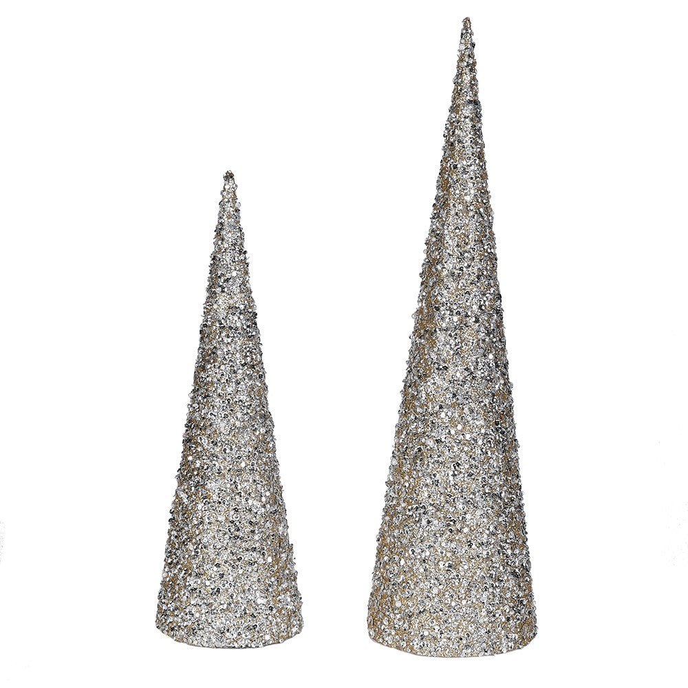 Set of Two Glitter Cone Trees