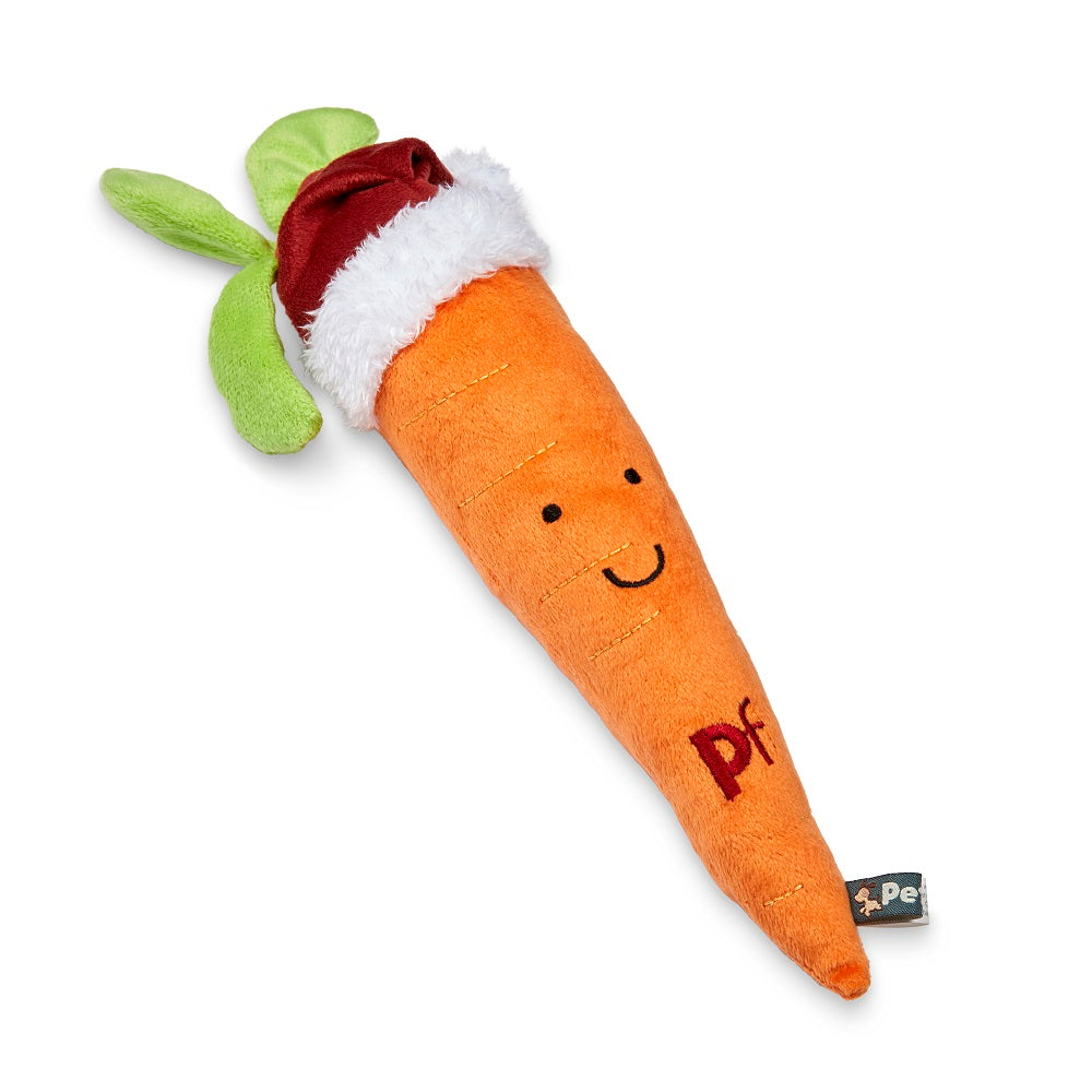 Petface Christmas Carrot with Santa Hat Pet Toy - Large