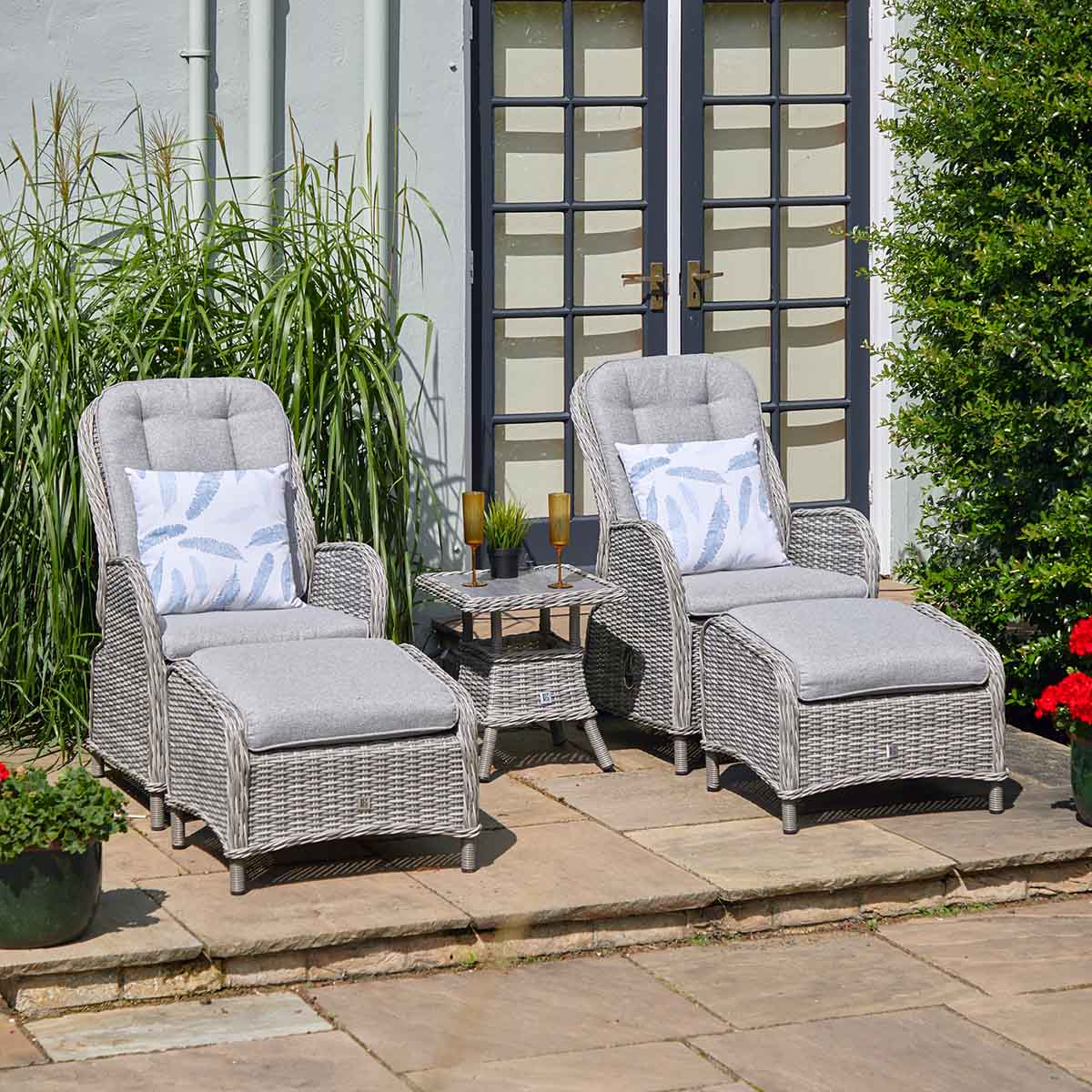 Leisure Grow - St Tropez Stone Grey 5 Piece Recliner Set