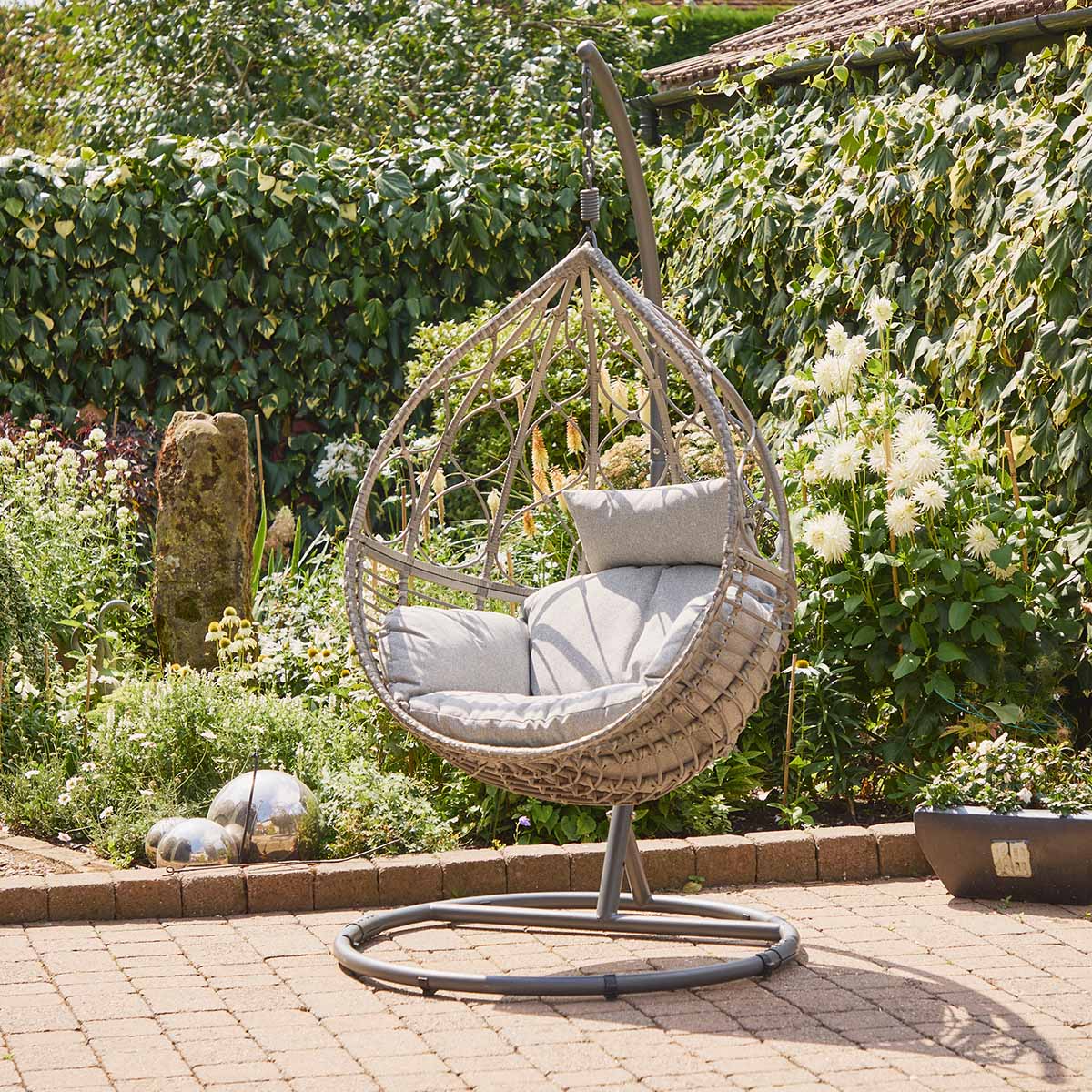 Leisure Grow - St Tropez Stone Grey Hanging Egg Chair