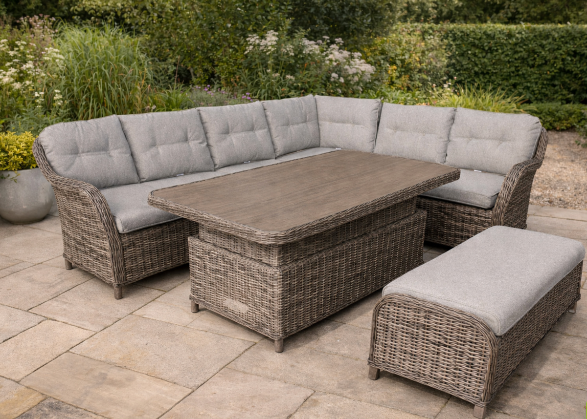 Leisure Grow - St Tropez Sand Rectangular Corner Dining Modular with Adjustable Table