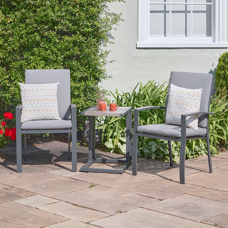 Leisure Grow - Turin Aluminium 2 Seat Bistro Duo Set - Grey