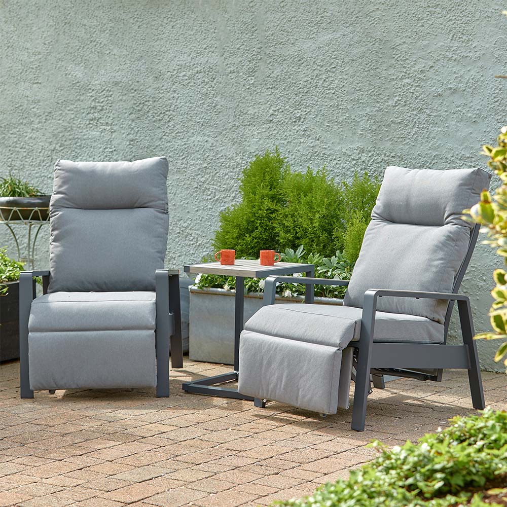 Leisure Grow - Turin 3 Piece Cushioned Recliner Set Grey Aluminium