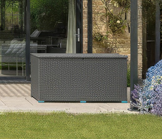 NOVA - Vyda Large Grey Rattan Cushion Storage Box - Grey with FREE Cov ...