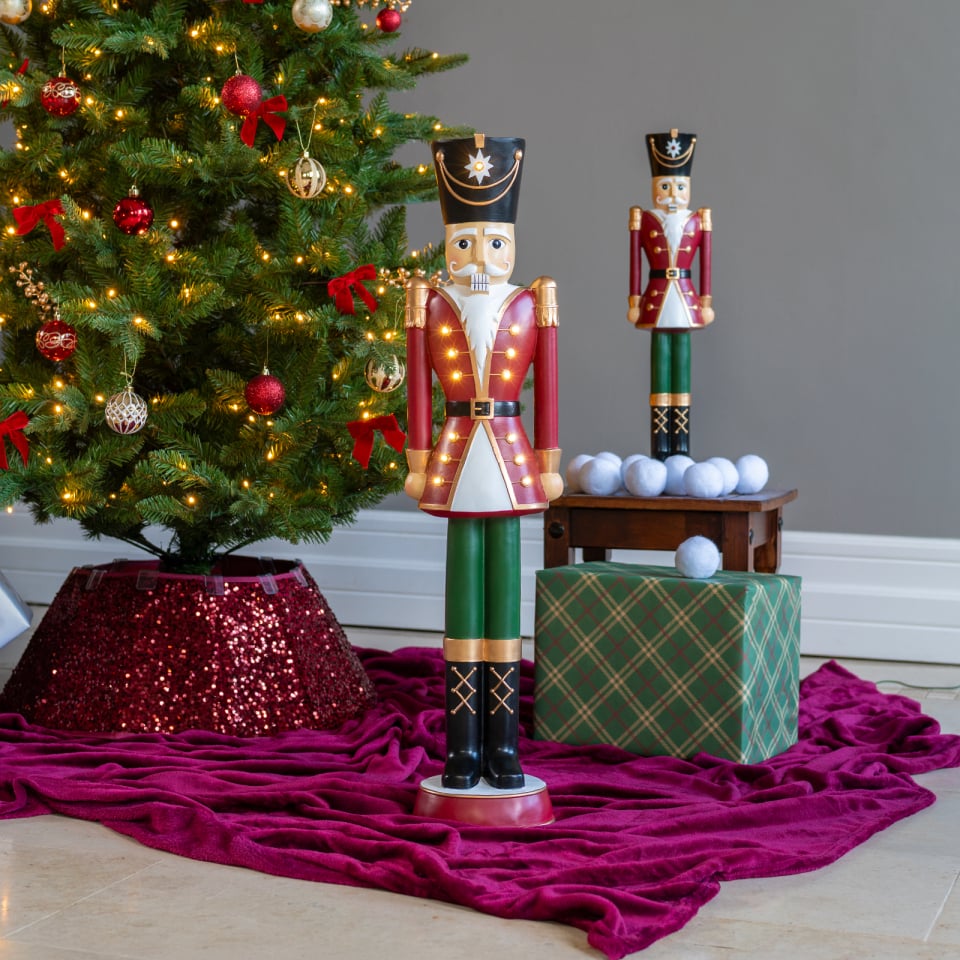 Norbert The 3ft Festive Red Light Up LED Nutcracker - Indoor or Outdoor Christmas Decoration