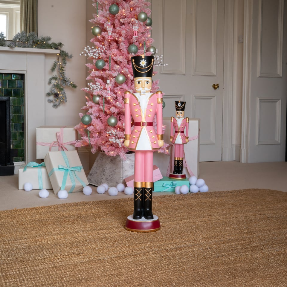 Norbert The 3ft Berry Pink Light Up LED Nutcracker - Indoor or Outdoor Christmas Decoration