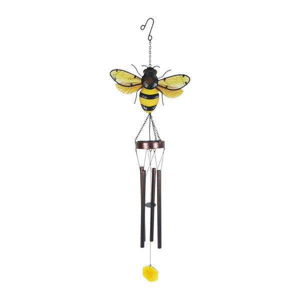 Solar Light Up Bumble Bee Wind Chime 23x80cm