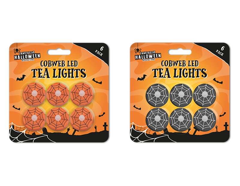 Halloween Cob Web LED Tealight Candles Set of 6