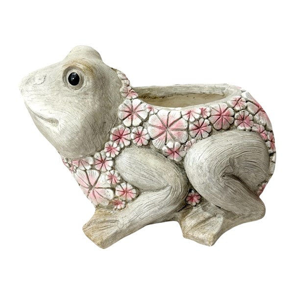 Pink Floral Frog Planter 30x20cm
