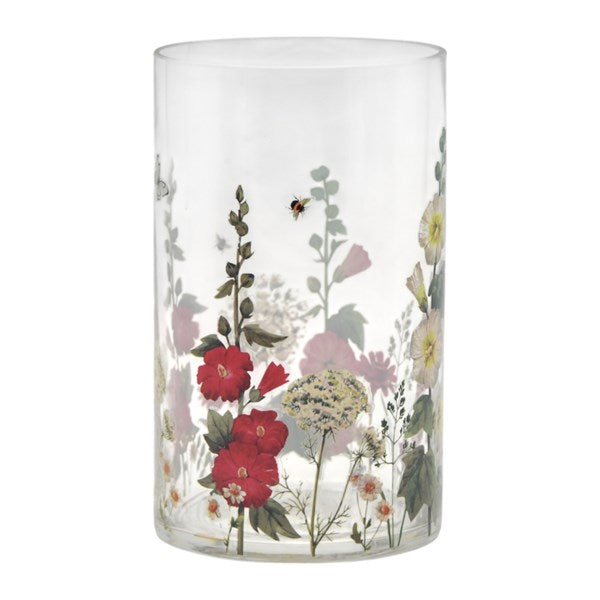 25cm Wildflower Botanical Glass Vase with Bee Detail