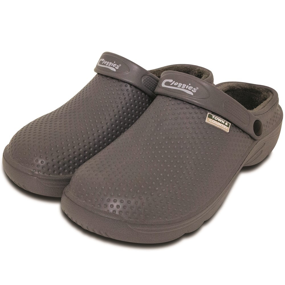Town & Country- Fleecy Gardening Cloggies Shoes- Charcoal Grey