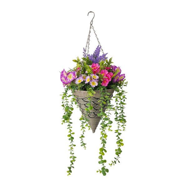 Artificial Planted Trailing Hanging Cone Basket - 48cm