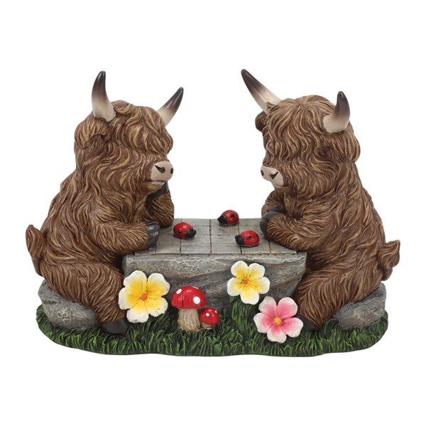 Highland Cow Chess Outdoor Ornament 20x14cm