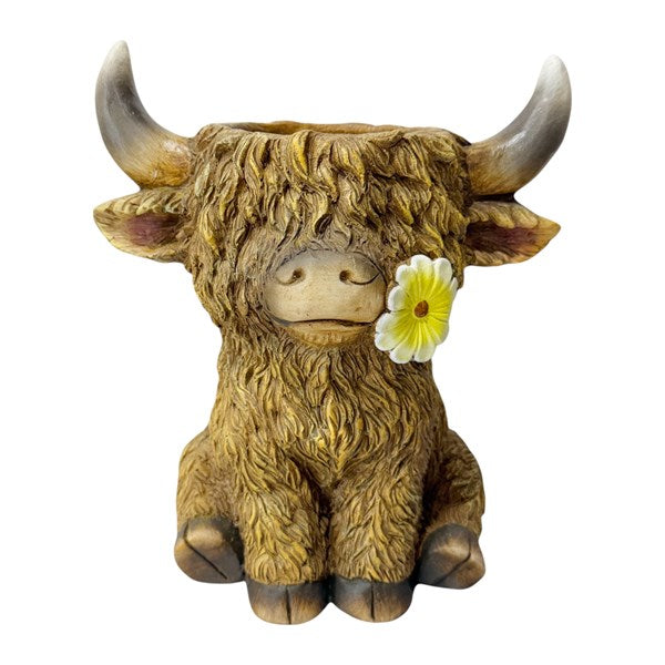 Highland Cow Head Planter 39cm