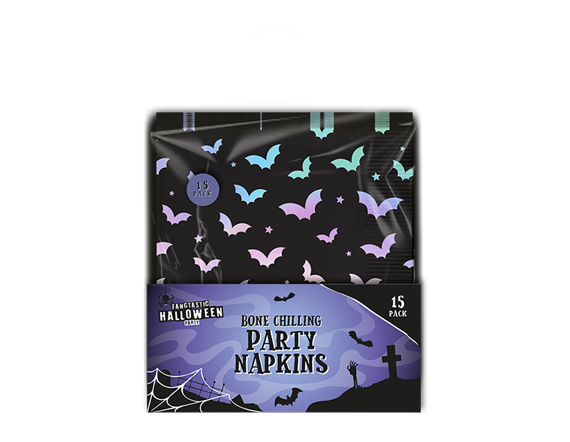 Spooky Black Holographic Halloween Napkins - Pack of 20