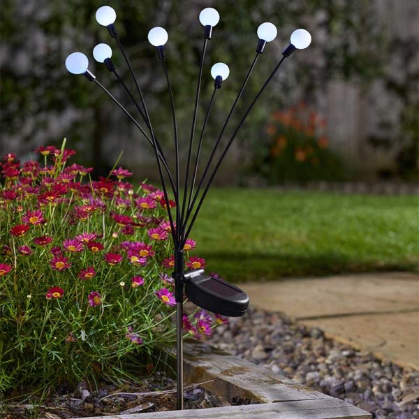 Smart Solar - 8-Stem GloGlobes Cool White Solar Powered Stake Light